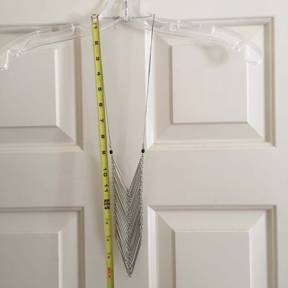 Long Boho Triangle Statement Silver Tone Necklace - image 4